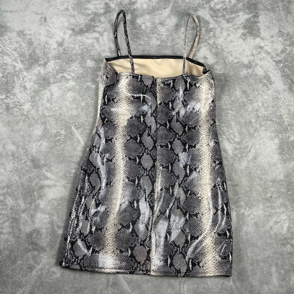 Motel Dress Womens Medium Beige Burmay PU Snake Grunge Goth Statement Party Mini - Picture 7 of 9